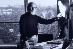 George Hurrell with his garden in the background